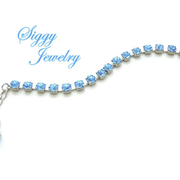 Light Sapphire Tennis Bracelet made with Genuine Austrian Crystals in 6mm - Picture 4 of 7
